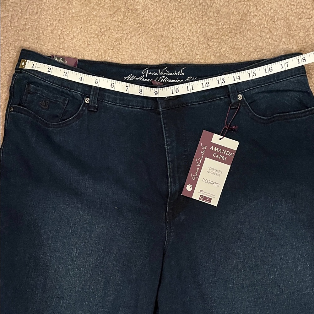 Gloria Vanderbilt Midnight Blue Cropped Jeans featuring Flex Stretch, NWT, Sz 18 - Picture 7 of 9